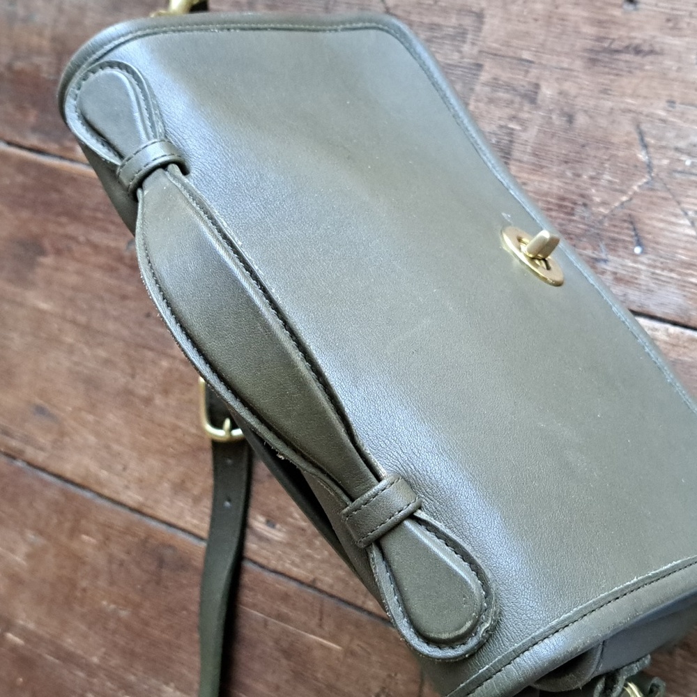 Coach Olive Green Leather Crossbody Satchel - Picture 10 of 13